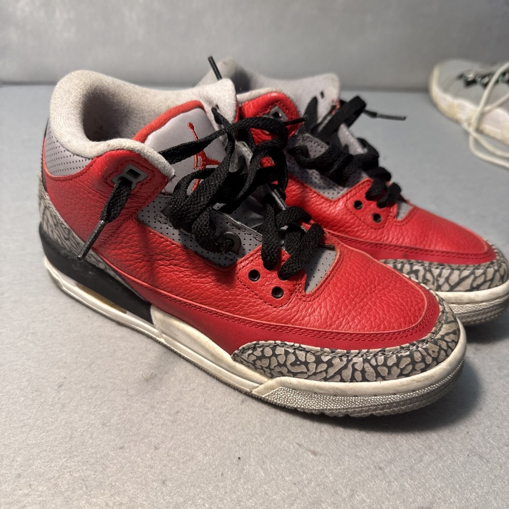 Nike Air Jordan 3‎ III Retro Red Cement Sneakers CQ0488-600 6.5Y